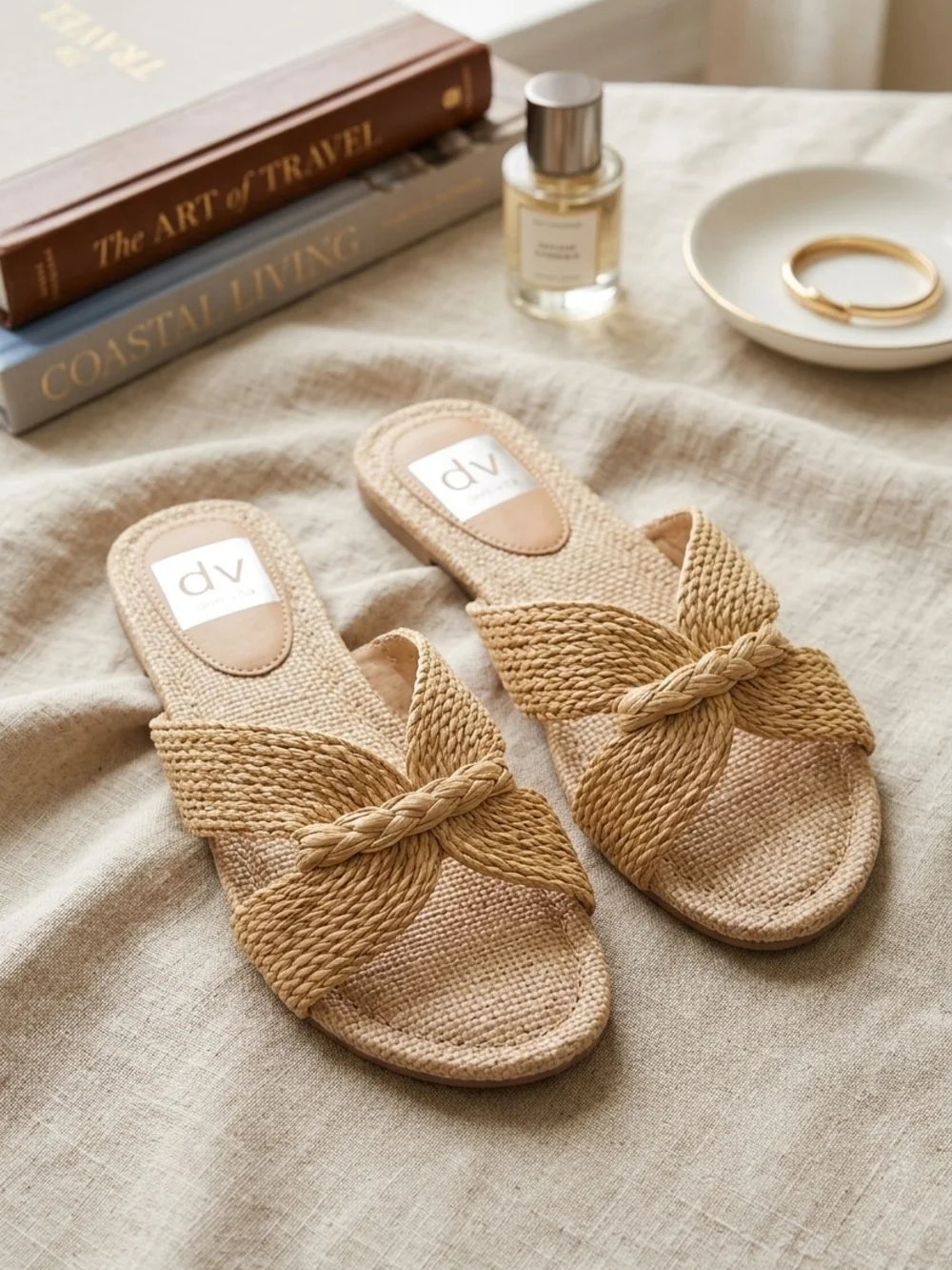 DV by Dolce Vita Braided Natural Slide Sandals - Beige